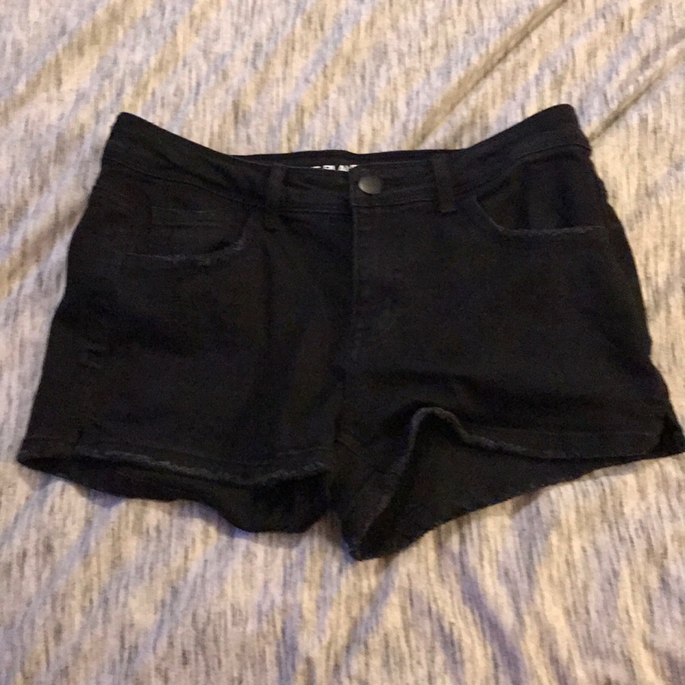 Black skinny fit shorts by nine planet  from ANGL
